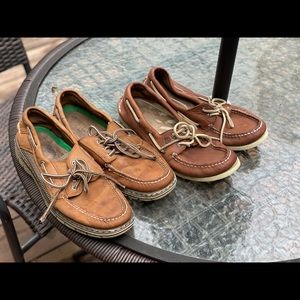Bundle of TWO Sperry Leather Boat Shoes Size 9.5 and 10!